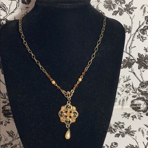 Iridescent brown stone necklace